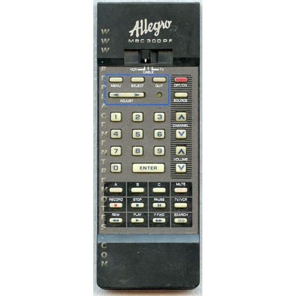 Allegro MBC300PF TV Remote Control