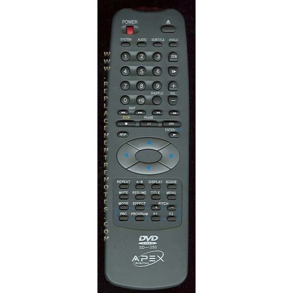 Apex SD250 DVD Remote Control