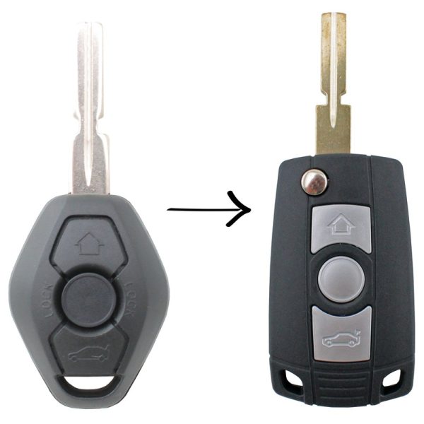Complete To Suit BMW 3 Button Flip Key Remote X3 X5 Z4 E38 E39 E46 M5 M3
