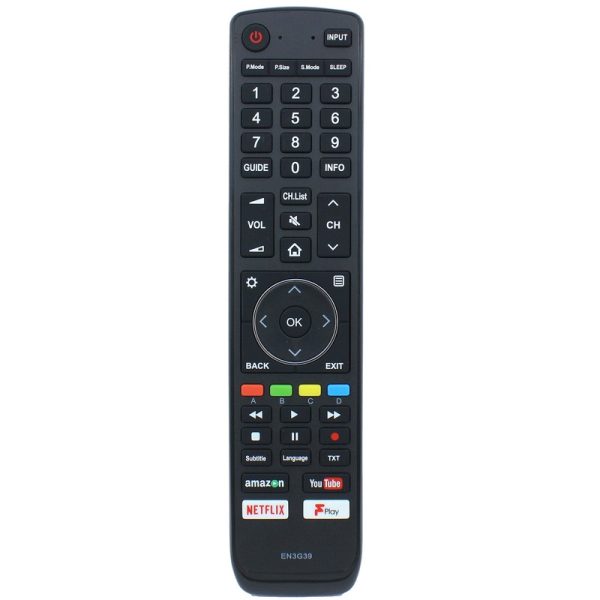 EN3G39 Remote Control Replacement for Hisense UHD 4K TV H43A6250UK H49N5500UK