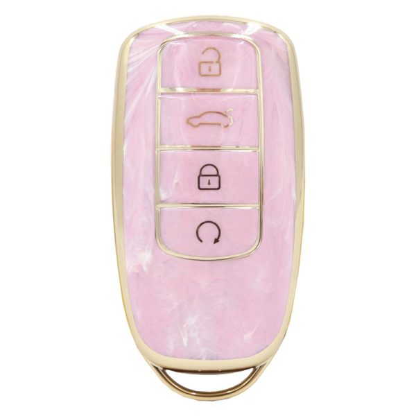 Golden Outlined Pink Car Key Sleeve to suit Chery Omoda 5
