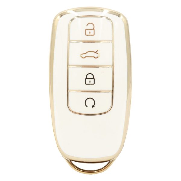 Golden Outlined White Car Key Sleeve to suit Chery Omoda 5