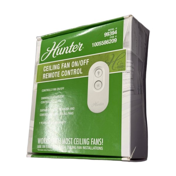 Hunter Universal On/Off Damp Rated Ceiling Fan Remote Control White – 99394 K6018-02