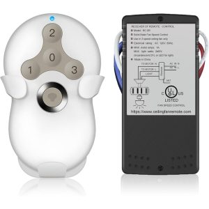 Prichor RC-5T RC-5R Ceiling Fan Remote Control Kit for 3-Speed Ceiling Fans