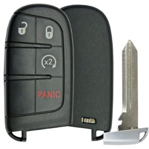 Replacement 4 button Dodge Jeep Smart Remote Shell w/  Remote Start by Car & Truck Remotes