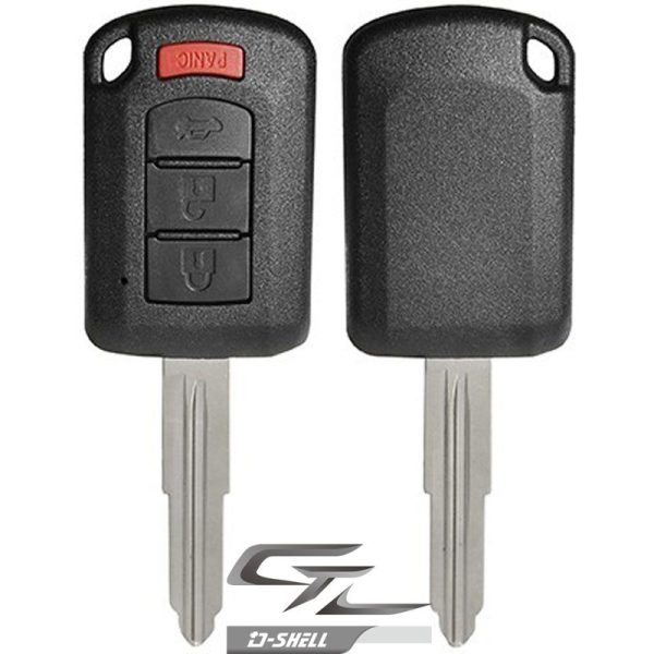 Replacement 4 button Mitsubishi DURASHELL case, shell with blank key – Aftermarket