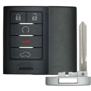 Replacement CADILLAC CTS, STS 5 button smart remote case + insert key