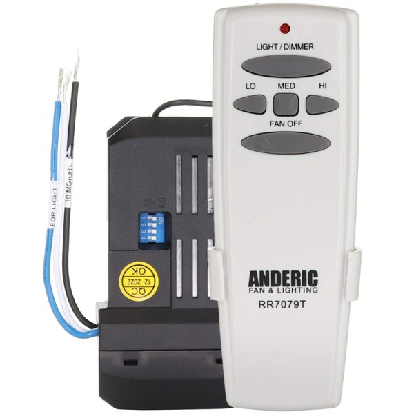 RR7079TKIT Dimmable Universal 3 Speed with Receiver Ceiling Fan Remote Control Kit