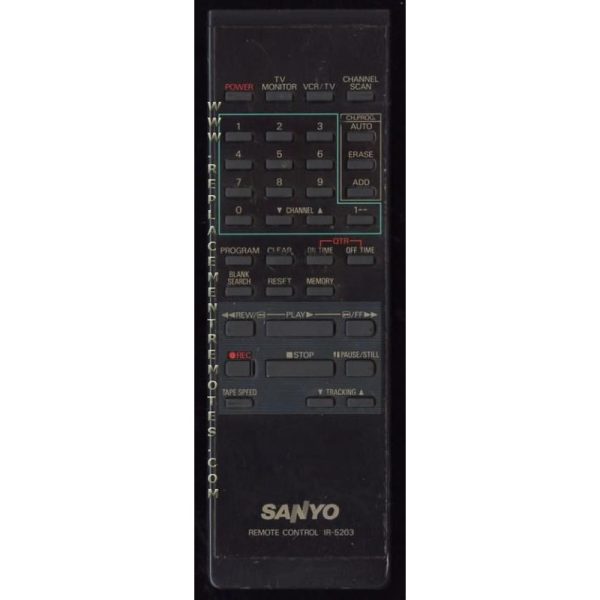 Sanyo IR5203 VCR Remote Control