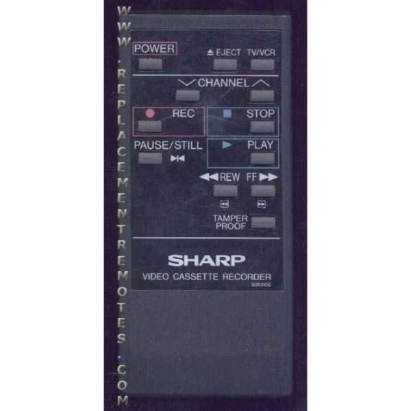Sharp G0531GE VCR Remote Control