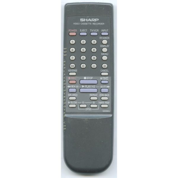 Sharp RRMCG0038AJSA VCR Remote Control