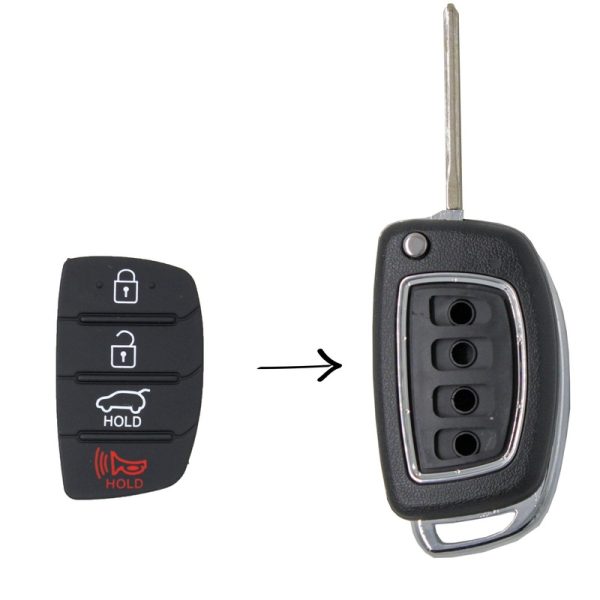 To Suit Hyundai i40 Sante Fe 4 Button Flip Key Replacement Rubber Buttons